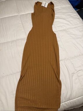 Forever 21 Sleeveless Ribbed Maxi Dress in Brown